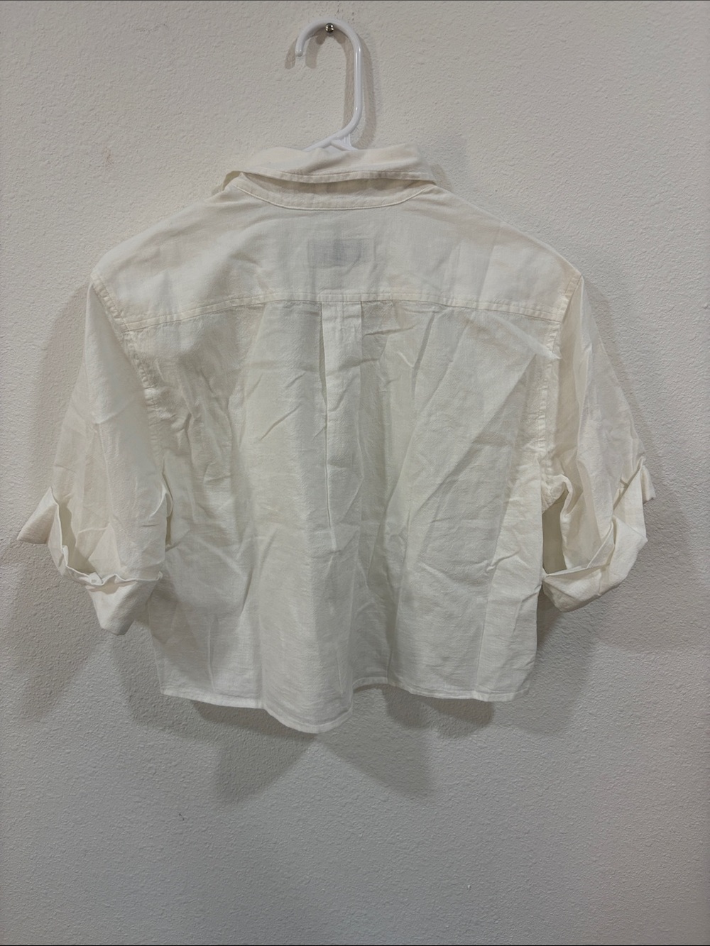 Buck Mason Women’s Cotton Linen Cut Off Short Sleeve Button Down Natural XS $148 - Picture 5 of 9